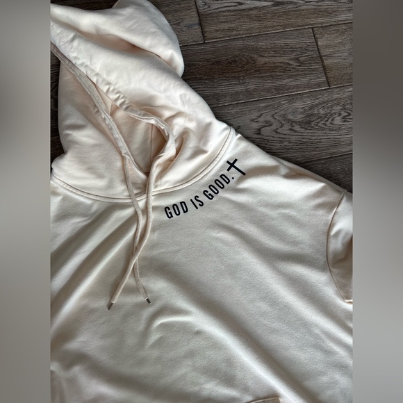 Cream & Black Hoodie with “God Is Good” Print size XL - Picture 4 of 6